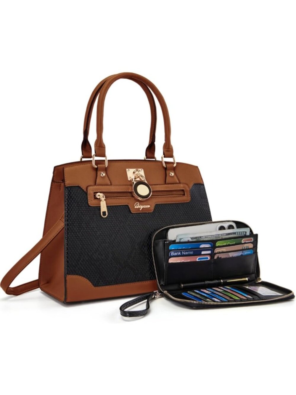Stylish Women's Handbag Purse Set with RFID Wallet - Medium Satchel Tote Bag